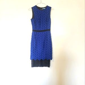 ANTONIO MELANI Royal Blue, Black, and Lace Dress size 0
